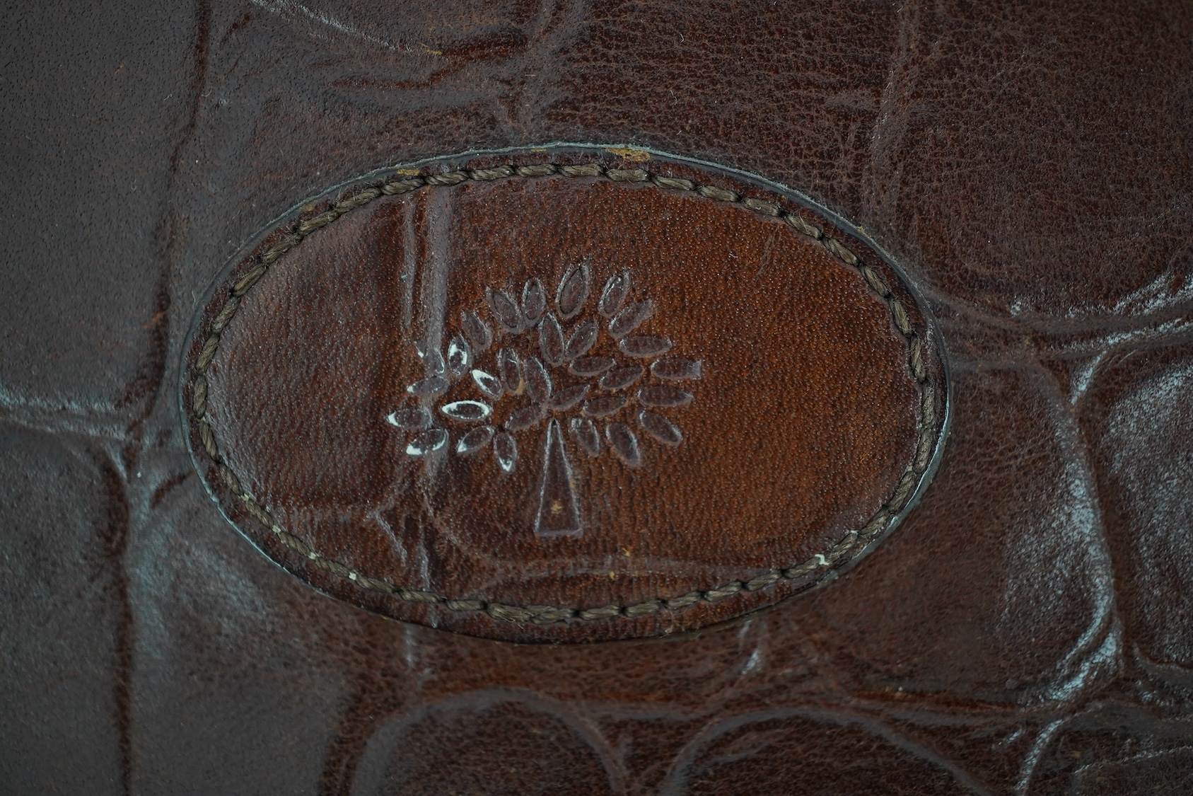 A vintage Mulberry 'faux' crocodile briefcase